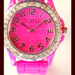 Hot pink bling watch