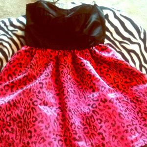 Dress hot pink on the bottom black on top