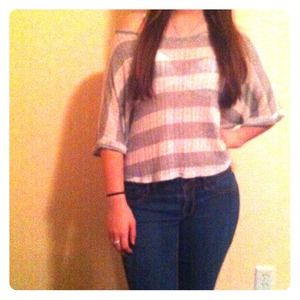 Grey and White Stipe F21 Top