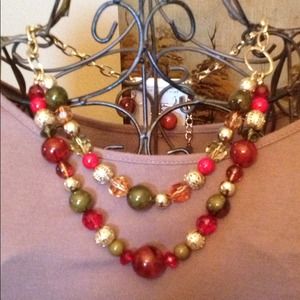 Green/red/gold necklace