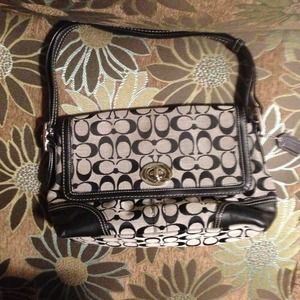 Like-new black Coach bag with silver hardware
