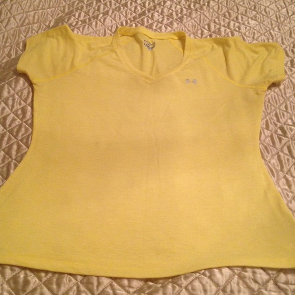 Yellow Under Armour heat gear top