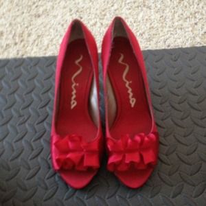 Red Mia peep toes
