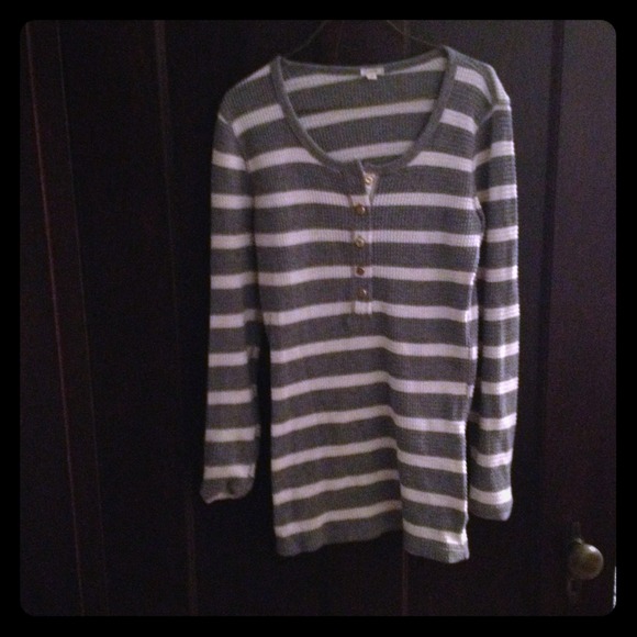Jcrew White & Grey stripe thermal Henley