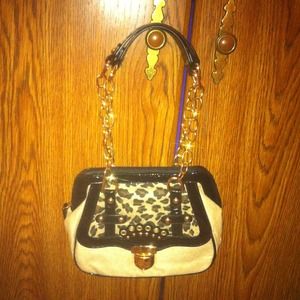 Cute faux suede animal print handbag