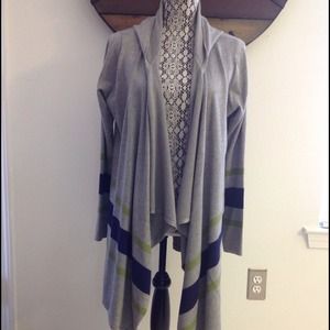 Nylon Gray, Blue & Lime green sweater.