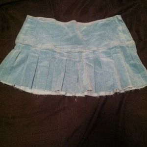 Light blue corduroy feel side zip skirt