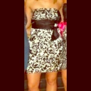 Floral black and white cocktail dress