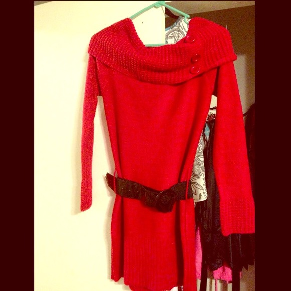Red sweater dress