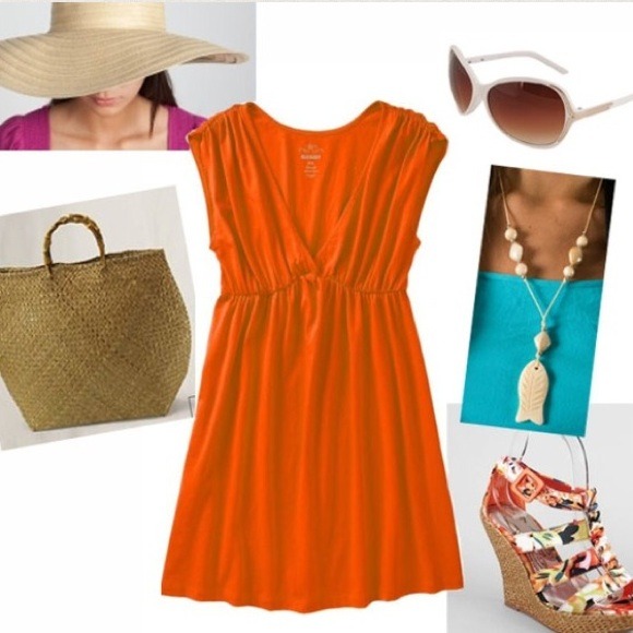 Orange Jersey Dress Tunic
