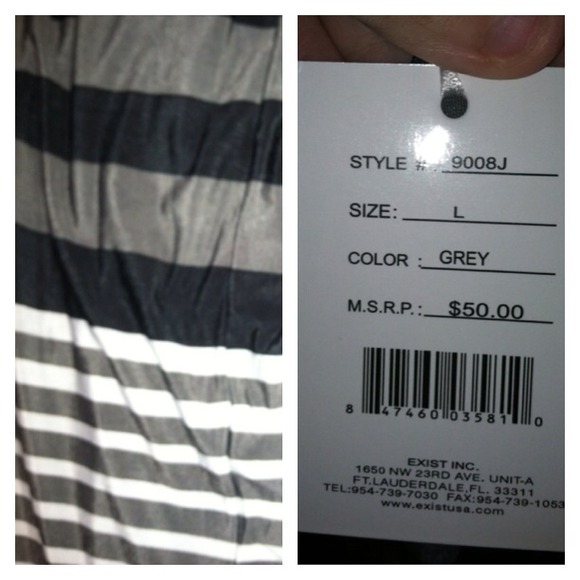 *NWT* Sz L Gray // Black // white striped dress - Picture 4 of 4