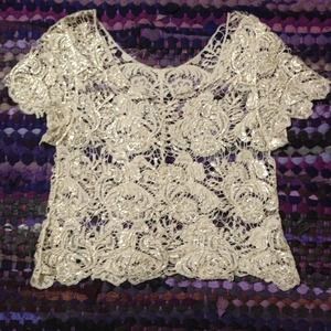 Crocheted top with gold accent