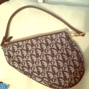 Authentic Christian Dior Blue Mini Saddle Bag
