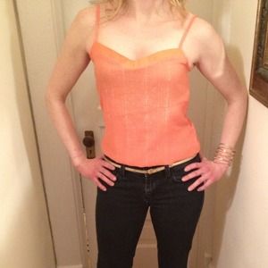 Strappy tank with orange pop!