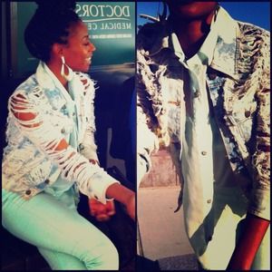 Distressed jean jacket #ShePulledItOff®