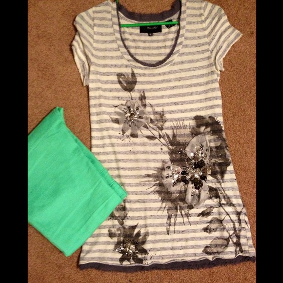 Glitz striped floral top