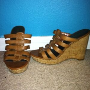 Authentic Nine West leather wedges