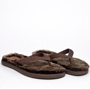 Ugg Australia Fluffy Chocolate Flip Flops