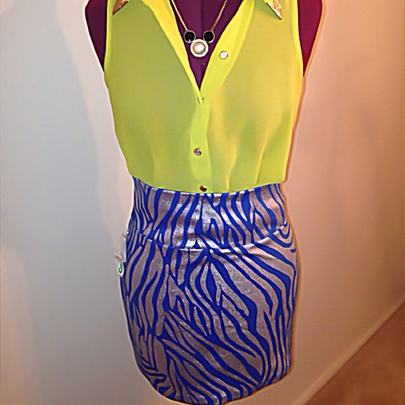 Blue Zebra Print Skirt