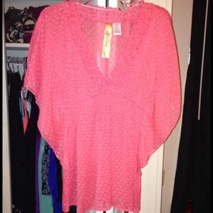 Coral sheer top