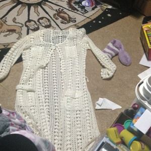 Crochet long jacket
