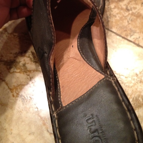 Brown wedge sandals.