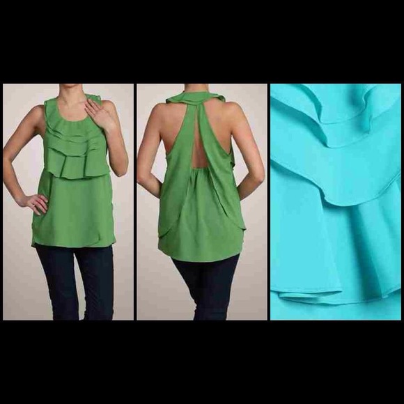 ❌❌SOLD❌❌AQUA Chiffon Top with Open Back