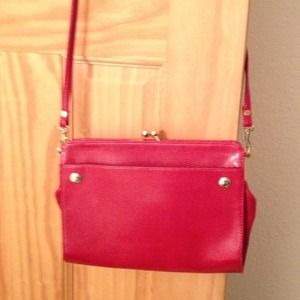 Liz Claiborne red leather clutch with coin purse