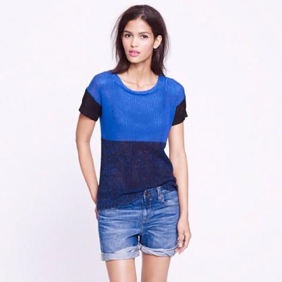 J Crew Linen Colorblock Sweater