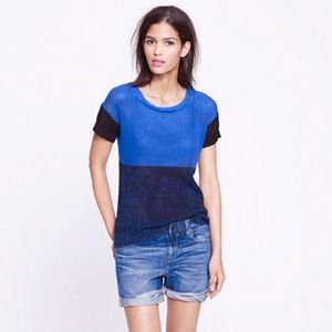 J Crew Linen Colorblock Sweater