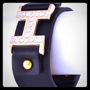 HERMES inspired H bracelet in black & gold