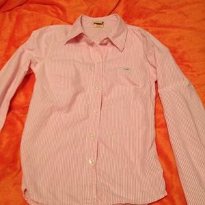 Hollister button down pink&white sz small