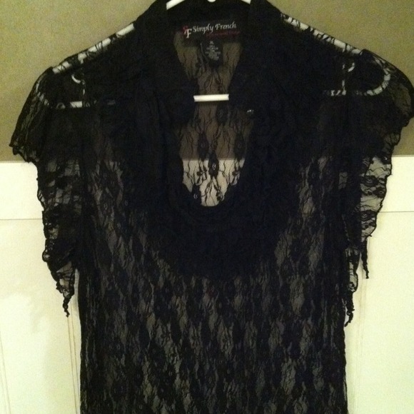 Sold!!!  Simply French Black Lace Top- Precious!