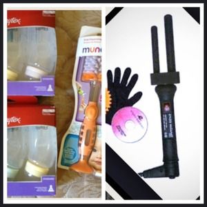 Enzo Milano Bi-Tube Curling Iron, Bottles & Brush