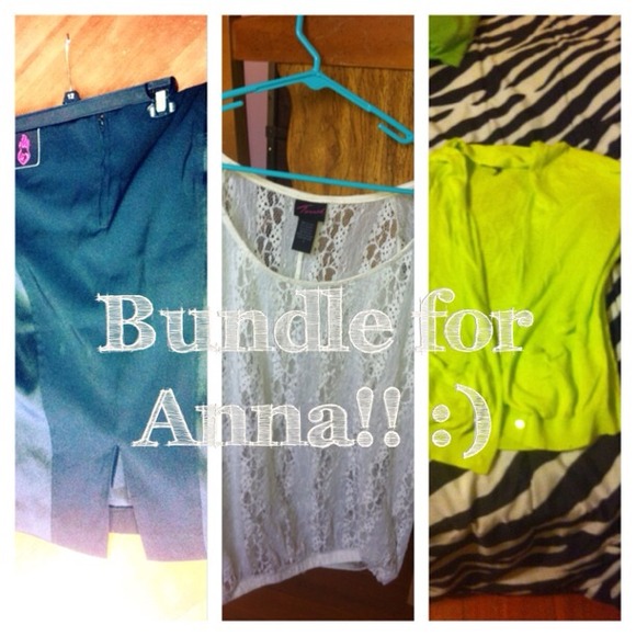 Torrid skirt and top and electric green cardi