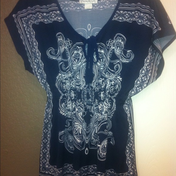 Blue Flowy Top Large