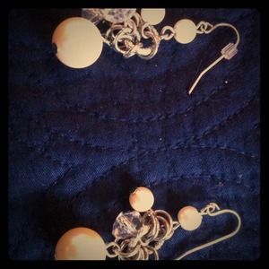 Pearl and diamond earrings