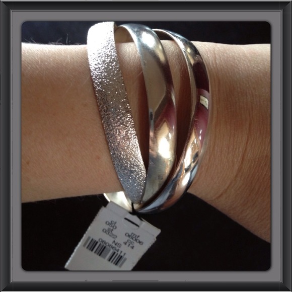 *SOLD*  Mixed Texture Silver Bangle Set