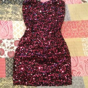 Pink and black sparkle dress.