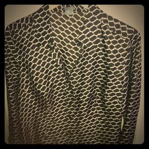 RESERVED - Brown and Creme Silk Ann Taylor Blouse