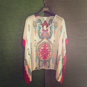 Chico's artful paisley multi-clr pancho *New w/tag