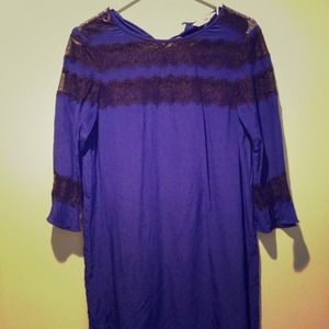 Silk dress with lace detail