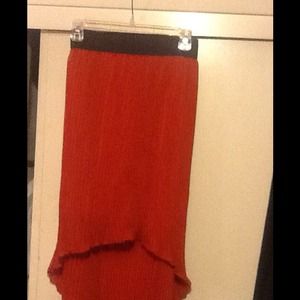 Rust High Low crinkle skirt with banded waist
