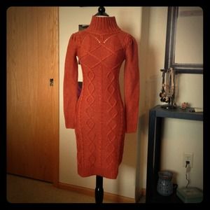 Orange sweater dress