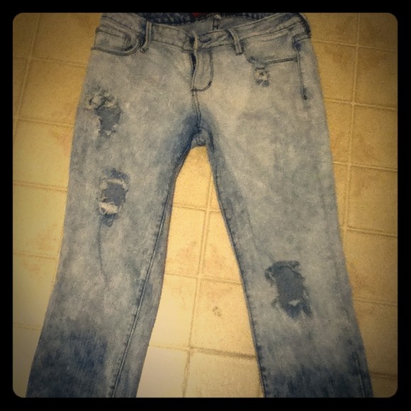 Bleach, distressed jeans