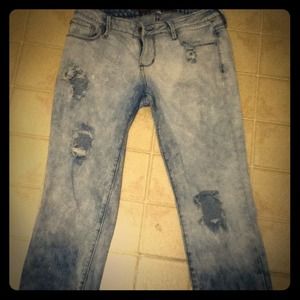 Bleach, distressed jeans