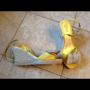 JCrew Yellow/Beige Espadrille Wedge Size 8