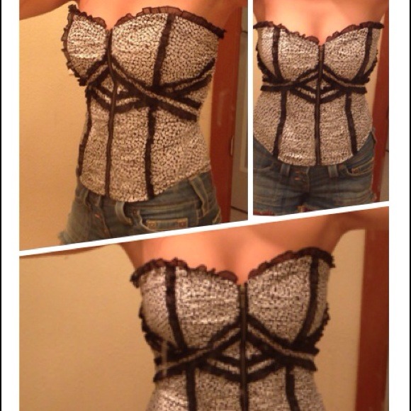 BEBE ♥ Sexy Floral Corset Bustier Tube Top!