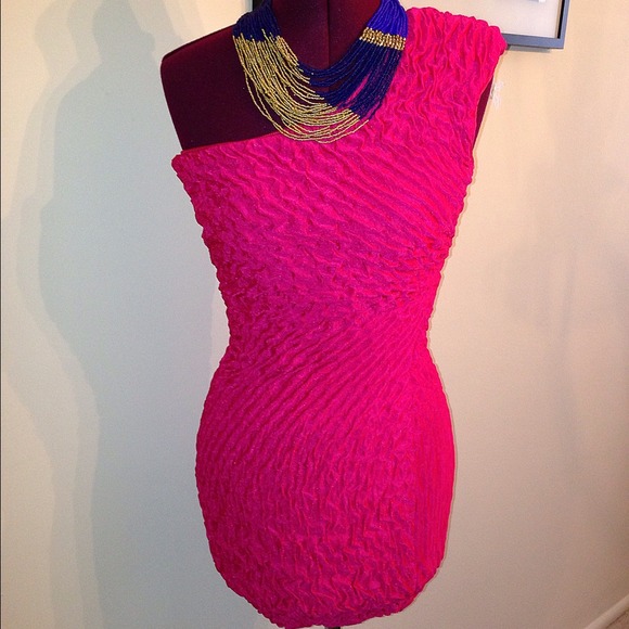 One Shoulder pink dress