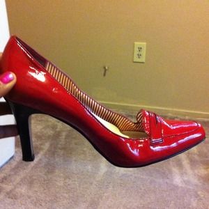 Red patent leather heels